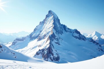 Obraz premium Snow-covered mountain peak, pristine white landscape , sky, view