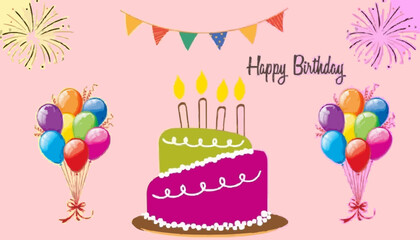 Birthday party elements. Happy birthday sticker set. vector illustration