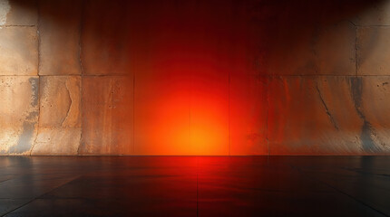 Abstract Modern Interior Design: Contemporary Orange Lighting and Minimalism with Warm Tones Atmosphere
