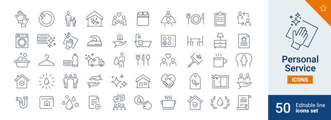 Personal service icons Pixel perfect. Clean, home, room, ...	
