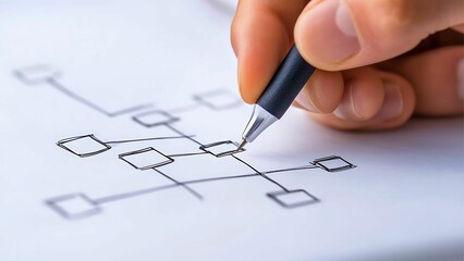 Hand drawing diagram and planning with a pen