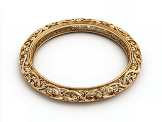 Ornate Gold Bracelet with Intricate Detail on White Background