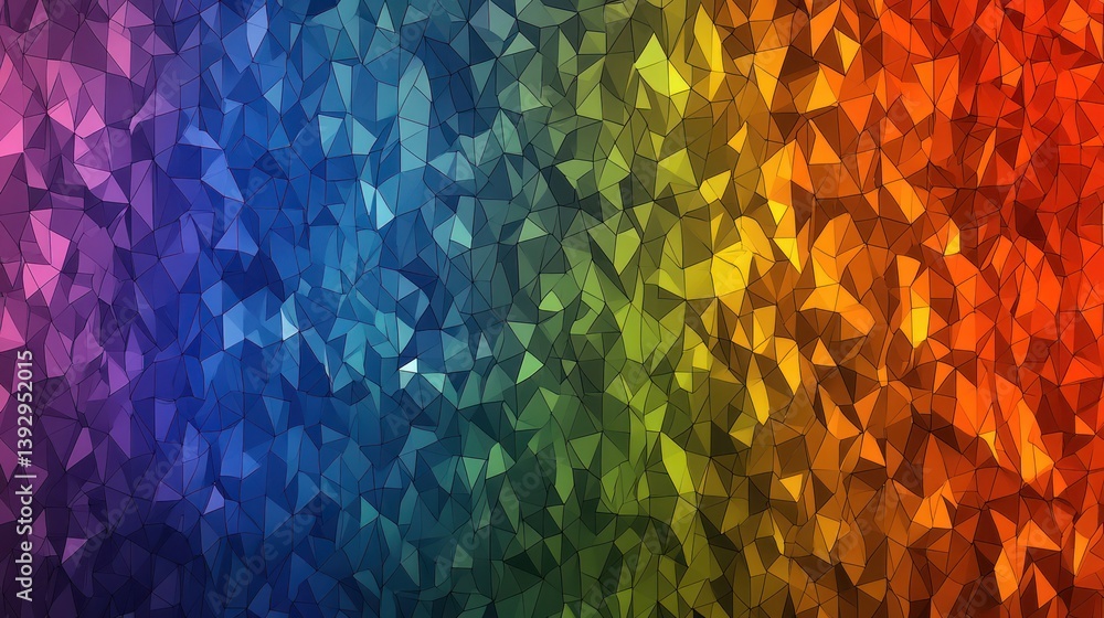 Poster geometric rainbow spectrum mosaic background with irregular shapes and gradient tones