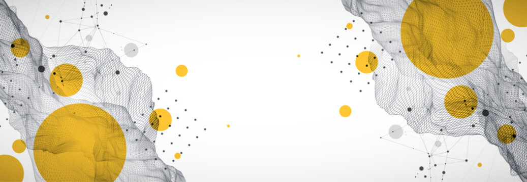 The abstract wave is made in a frame style. Template for science and technology presentation. Vector art.