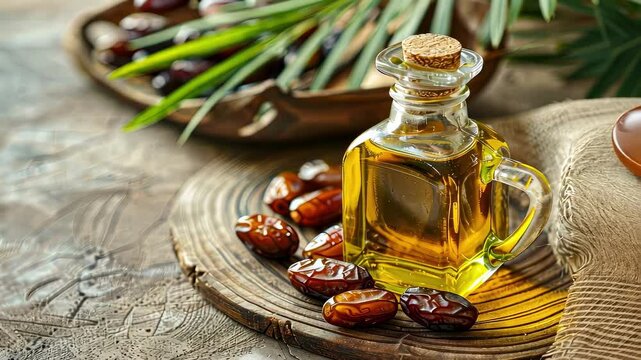 date essential oil. Selective focus