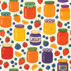 Jolly Jam Jelly Jars Print Design in Vector
