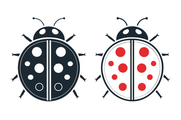 Two Ladybugs In Different Color Variations Vector Illustration Simple Design