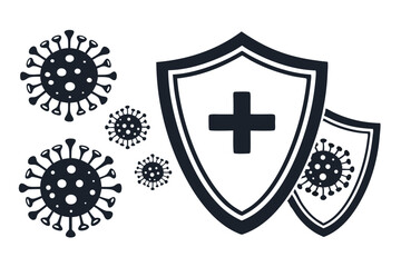 Fototapeta premium Protective Shields Against Coronavirus Viruses Graphic Symbol Vector Illustration Concept