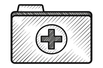 Medical Data Folder Icon With Hatch Pattern Healthcare Information Management System
