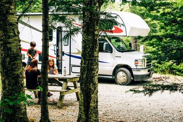 Camping with a Motorhome at Fundy national park, Canada