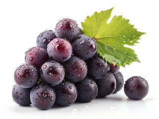 Fresh and Juicy Grapes in a Bunch with Ripe Red and Purple Berries Isolated on White Background