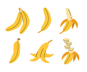 Simple banana icons set, vector illustration