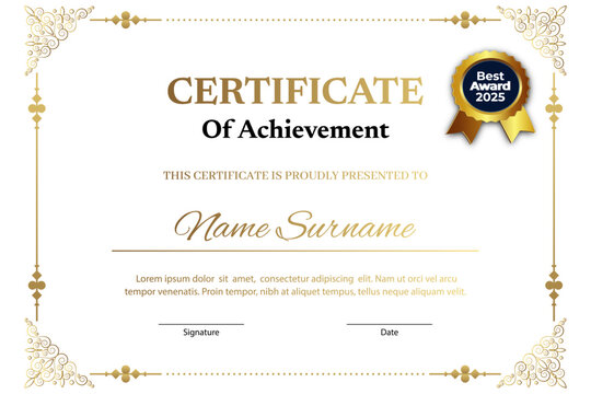Vintage achievement certificate 