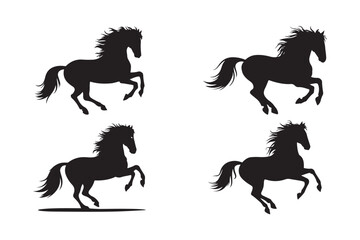Fototapeta premium Running Horse Silhouette Set in Motion Vector Collection