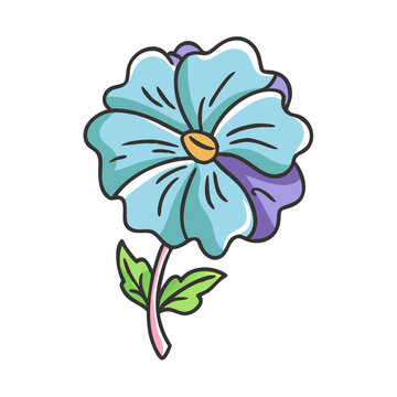 blue flower with green stem clip art preview