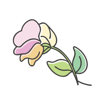 pink yellow flower stem green leaves clip art preview