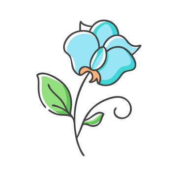 blue flower with green leaves clip art preview