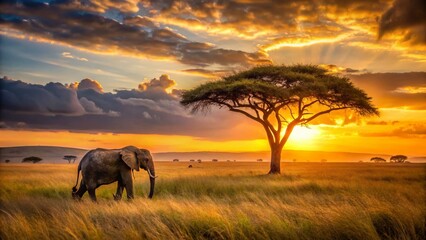 Fototapeta premium Majestic African Elephant in the Masai Mara Kenya A Symbol of Untamed Wilderness