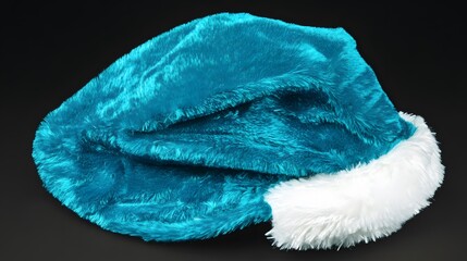 Teal Fluffy Santa Hat Christmas Festive Winter Holiday Season