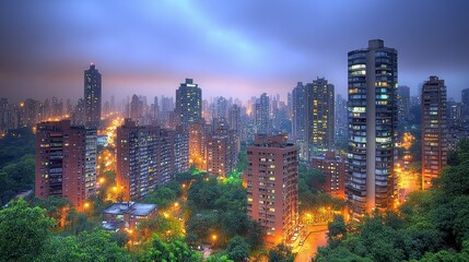 Fototapeta premium Night cityscape view of Medell?n, Colombia