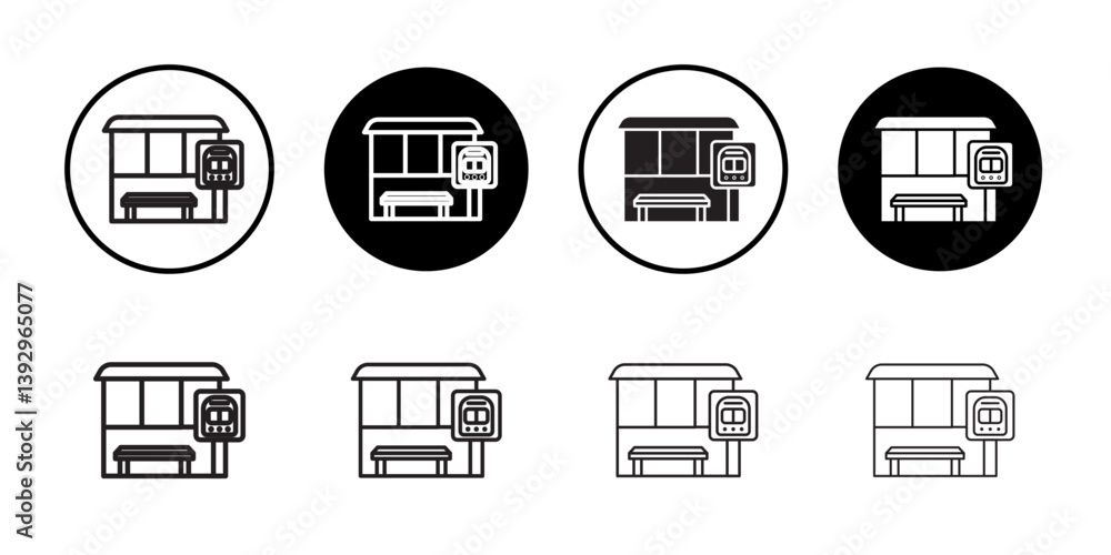 Poster bus stop stand icon vector logo set collection for web app ui