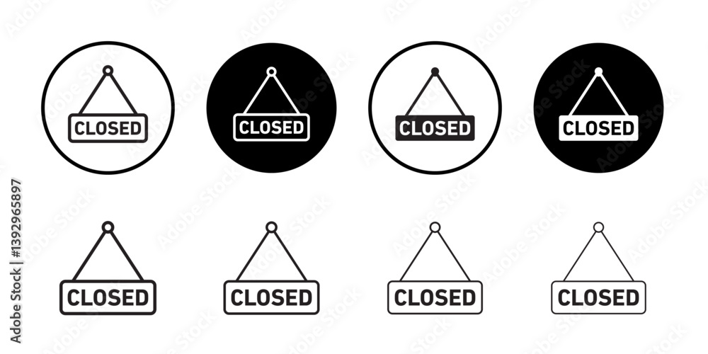 Poster closed sign icon vector logo set collection for web app ui