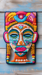Colorful mask with flowers and beads on it