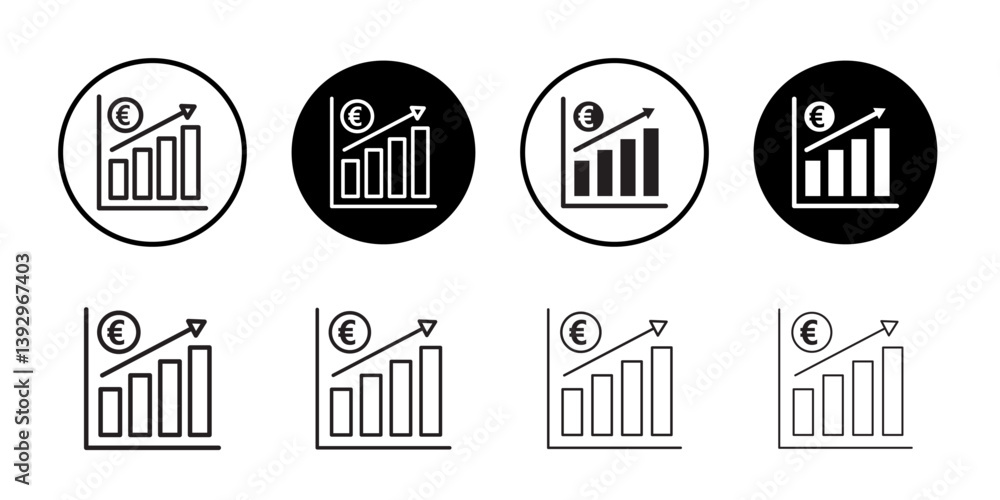 Poster euro chart icon vector logo set collection for web app ui