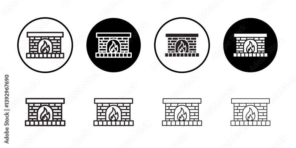 Poster fireplace icon vector logo set collection for web app ui