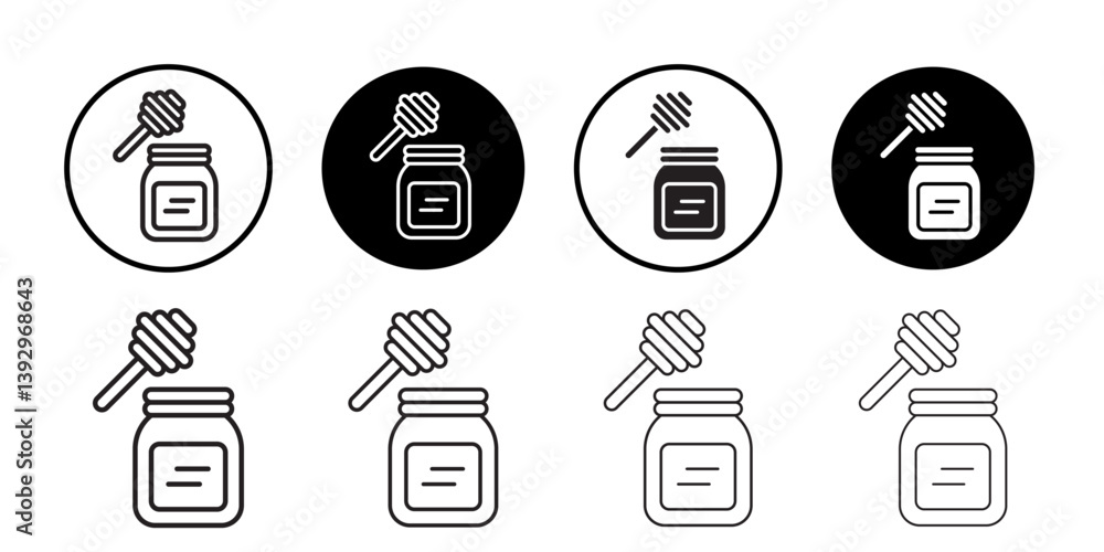 Poster honey jar with dipper icon vector logo set collection for web app ui