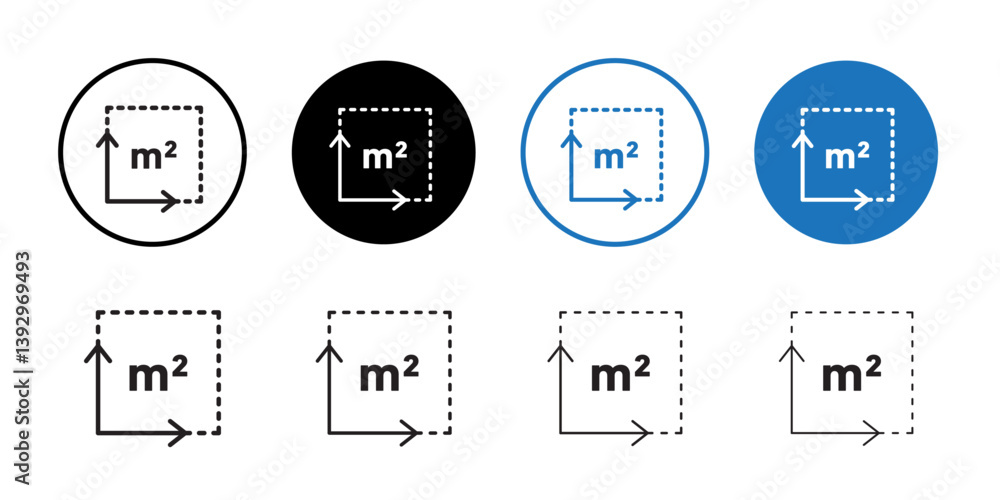 Poster m2 area unit icon vector logo set collection for web app ui