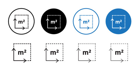 m2 area unit icon vector logo set collection for web app ui