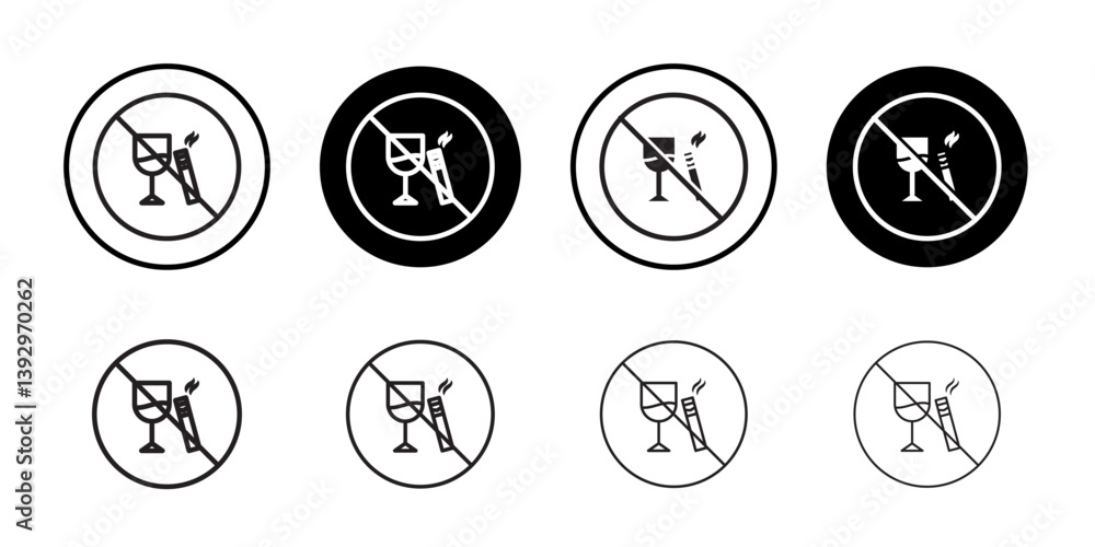 Poster no alcohol and cigarettes icon vector logo set collection for web app ui