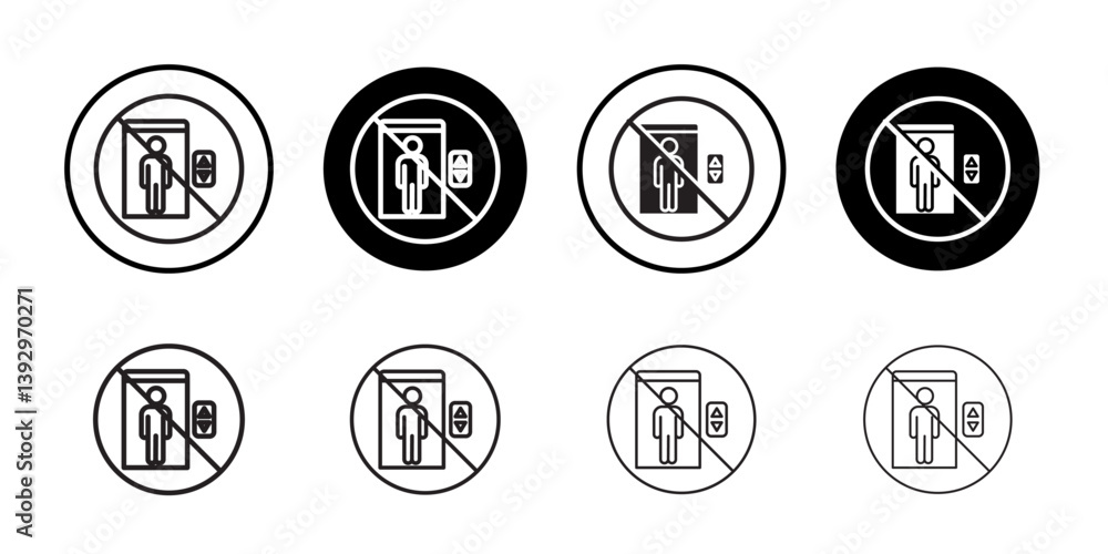 Poster no elevator sign icon vector logo set collection for web app ui