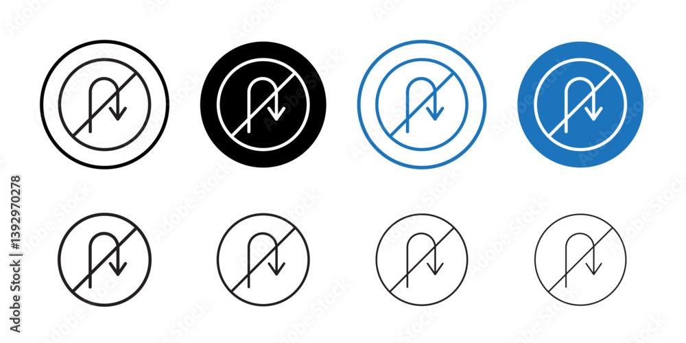 Aufkleber no u turn sign icon vector logo set collection for web app ui
