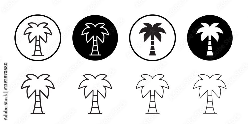 Poster palm tree icon vector logo set collection for web app ui