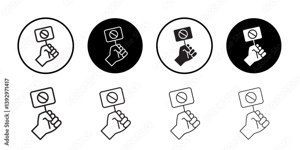 Aufkleber protest banner in hand icon vector logo set collection for web app ui