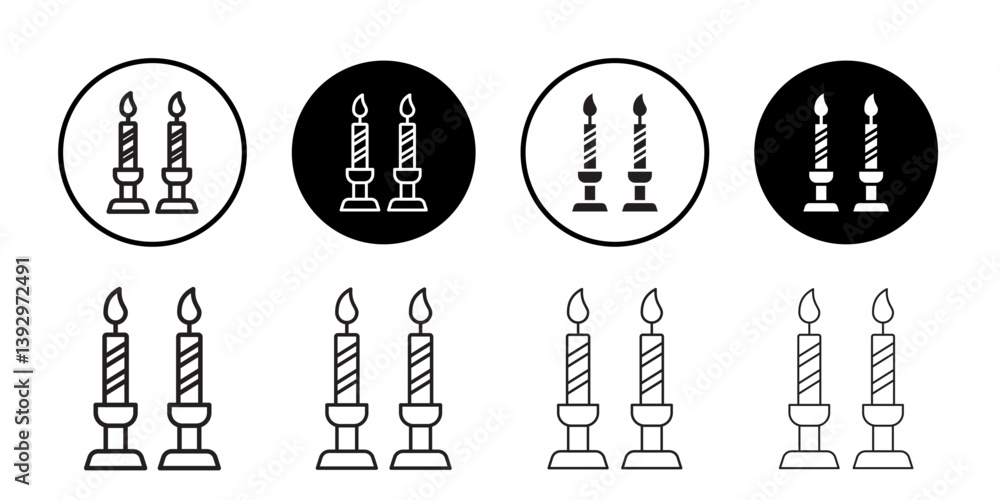 Poster shabbat candles icon vector logo set collection for web app ui
