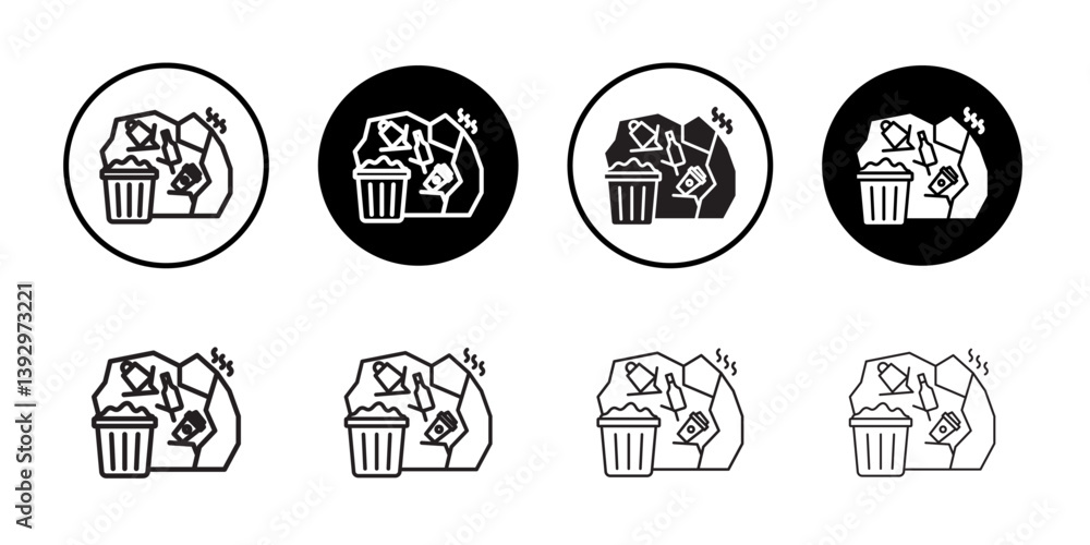 Poster solid waste icon vector logo set collection for web app ui