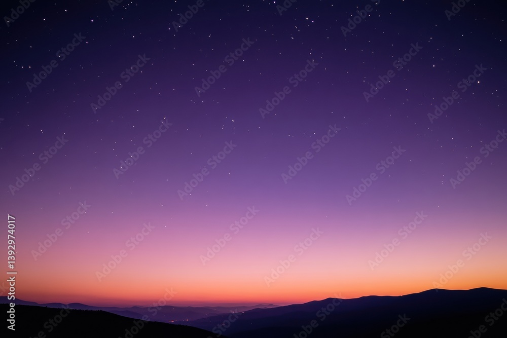 Aufkleber dreamy twilight sky gradient from peach to lavender with scattered stars creating a serene backdrop 