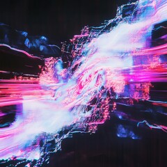 abstract art featuring a pulsating digital rhythm disrupted by glitch waves isolated on a minimalistic background , rhythmic digital pulses intertwined
