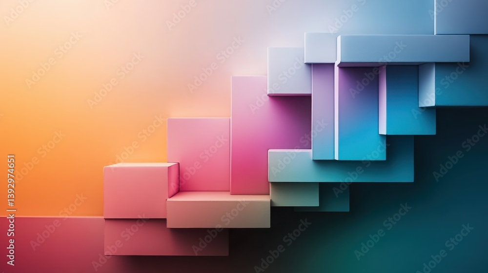 Poster abstract colorful geometric shapes on gradient background