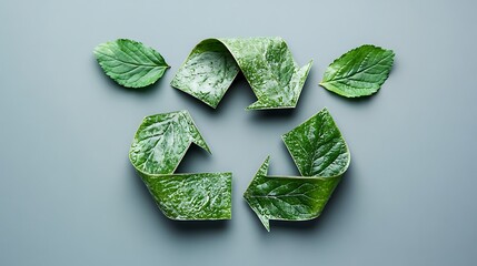 A Green Recycle Symbol Made From Fresh Leafy Greenery
