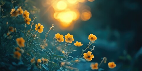 Yellow flowers in sunlight