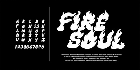 Firesoul of font is burning font alphabet cartoon style vector illustration. Font set isolated on a black background. Fire type good for title , film, design young spirit and flame font © Ook