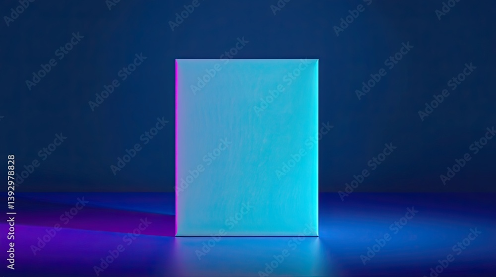 Poster a rectangular prism is illuminated with dual colored lighting