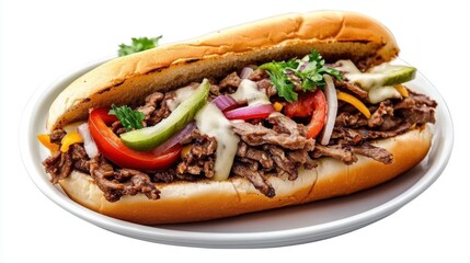 hot dog with vegetables