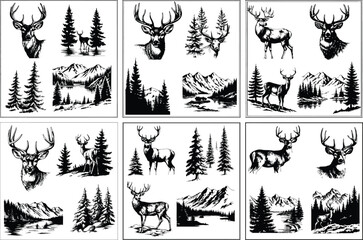 Deer Elk Bull Wapiti Large Antlers Wildlife