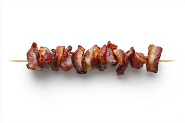 Grilled bacon skewer on white background
