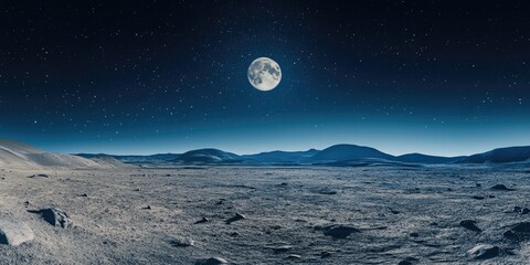 Fototapeta premium Moon Over Barren Landscape